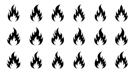 Naklejka premium Set of fire flames. Vector flame icons collection. 
