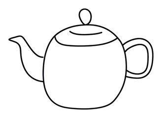 Fototapeta premium Minimal illustration of tea pot with chamomile drawing teapot sketch.