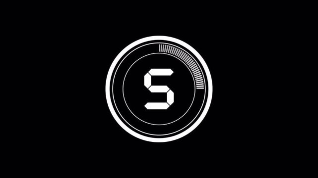 05 Second Digital Countdown Timer Animation, 5 Second Countdown with Transparent, Modern Flat Design 10s Countdown Timer Real-time Animation