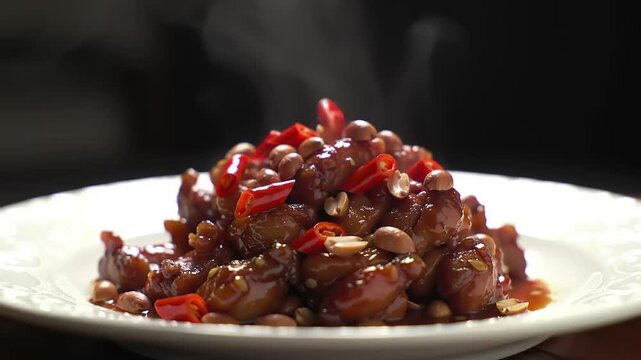 Spicy peanut pork dish
