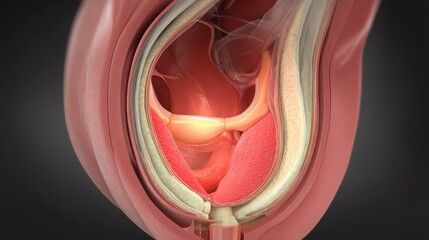 Detailed Anatomical Illustration of Female Reproductive System Structure