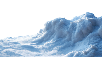 Frozen snow-covered landscape with glistening frosty ridges, isolated on transparent cutout