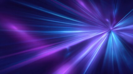 Abstract cosmic burst of radiating light streaks in blue and purple hues converging