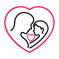 Pink Heart Outline With Smaller Heart Inside On Black Background love symbol