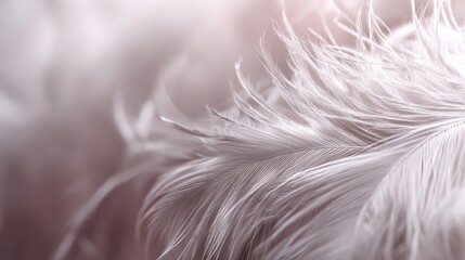 Obraz premium Soft, blurred image of delicate white feathers against a muted, pinkish background