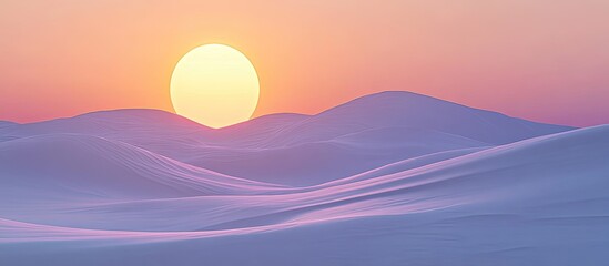 Fototapeta premium Serene Sunset over Lavender Hills: Minimalist Digital Landscape