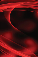 Abstract red neon glowing fractal on black background	