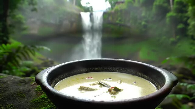 Tropical soup by waterfall