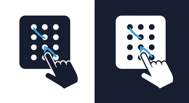 Hand finger pattern lock screen icon unlock security digital access mobile phone app interface