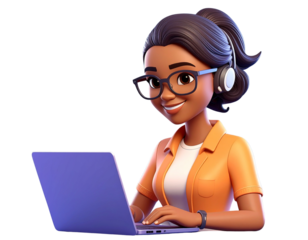 Computer programmer, 3d cartoon, simple background, generative AI