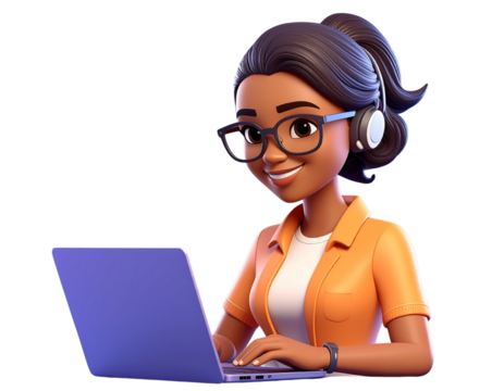 Computer programmer, 3d cartoon, simple background, generative AI