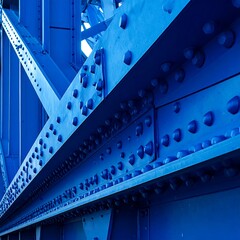 Obraz premium Close-up of vibrant blue bridge girders