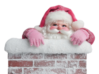 PNG Pink Santa in chimney christmas gloves santa.