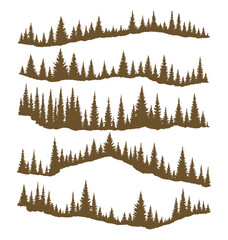 Fototapeta premium Forest Silhouette Pattern, line Forest Landscape border