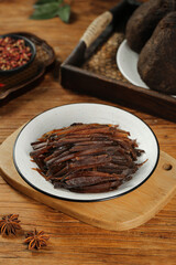 Chinese Pickled Daikon Radish Strips in Sauce Traditional Asian Vegetable Dish