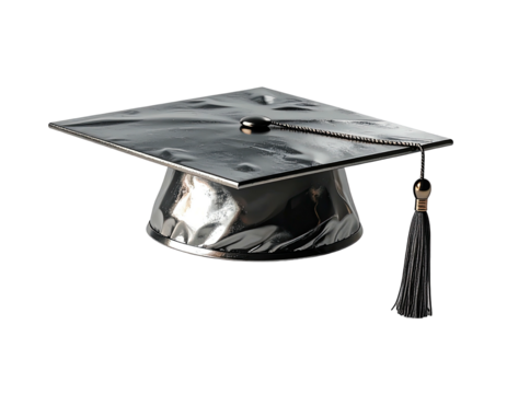 Metallic graduation cap, angled view