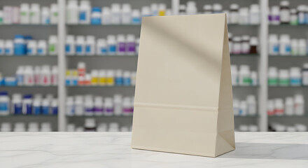 Blank Kraft Paper Bag Mockup Pharmacy Store Retail Branding Packaging Design Medicine Healthcare
