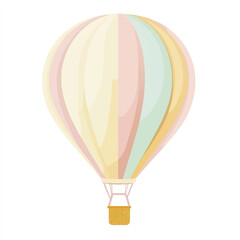 Fototapeta premium Colorful hot air balloon floating in the sky with a basket ready for travel.
