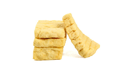 Dried Tofu Bean Curd Sticks and Blocks Isolated on White Background Asian Vegetarian Protein Ingredient