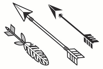 Arrow vector images: arrowhead, feather arrow, and simple arrow designs | editable svg