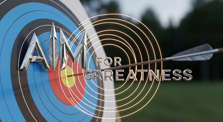 Unleash your potential and aim for greatness with this motivational scene showing an arrow hitting the bullseye of success, perfect for inspiring business goals and dreams