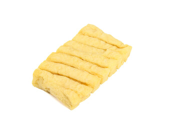 Dried Bean Curd Sticks Yellow Soy Protein Food Ingredient on White Background
