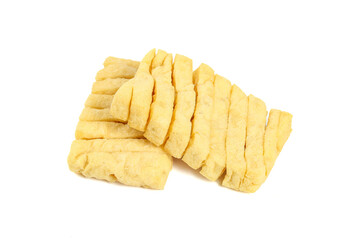 Fresh Sliced Tofu Blocks on White Background for Healthy Vegetarian Cooking