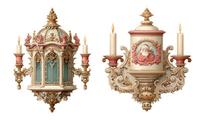 Elegant Vintage Wall Sconces with Candles and Intricate Design Elements