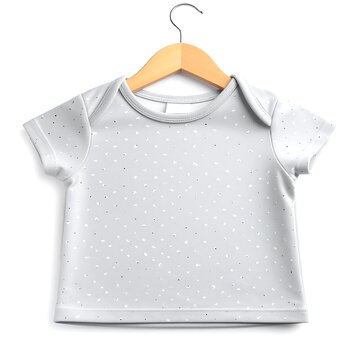 Baby's light gray t-shirt with small silver dots