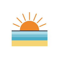 Sunrise or sunset over the ocean and beach, perfect for naturethemed designs, travel brochures, coastal destinations, relaxation retreat advertising.