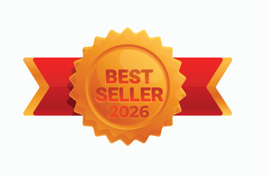 Gold foil stamp with ribbon for certificate, Elegant Gold Foil Best Seller Stamp Seal with Intricate Border for Award Winning Books, Vintage  Best Seller Badge and Ribbon for books, award stemp 2026,