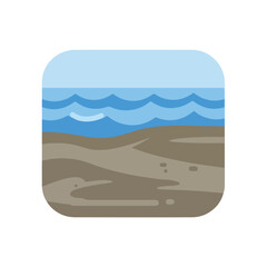 Sandy beach and blue waves meeting under clear sky. Suitable for travel brochures, vacation websites, coastalthemed designs, and beach promotions.