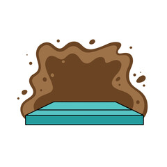 Turquoise stage platform on brown splash background, ideal for concert posters, music events, theater promotions, and entertainment designs.