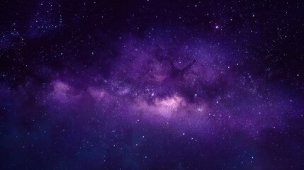 A violet-tinged cosmic nebula with dense areas and scattered light in the vast darkness