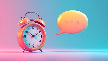 Retro alarm clock with speech bubble