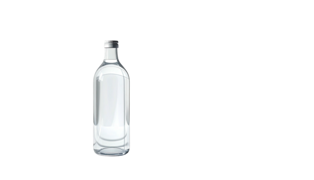 Clear glass bottle, empty, with cap - Powered by Adobe