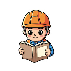 the studious construction worker a future blueprint, isolated on transparent background