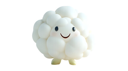 Cute and Fluffy White Cloud Shaped Plush Toy with Cheerful Cartoon Style Expression