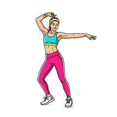 the zumba queen energetic fitness dance pose, isolated on transparent background