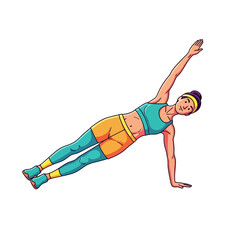 womans fitness journey side plank pose, strength and grace, isolated on transparent background