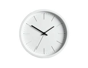 Simple white clock with black hands