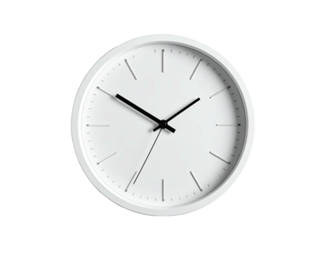 Simple white clock with black hands