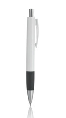 White and gray ballpoint pen, vertical, simple design