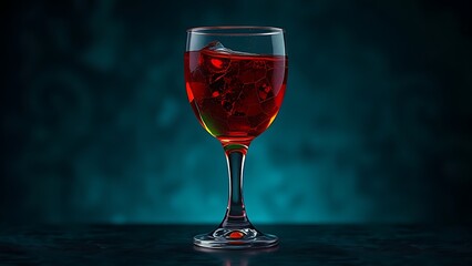 An abstract visualization of a vibrant colorful cocktail glass slowly cracking and draining of its color against a dark background.