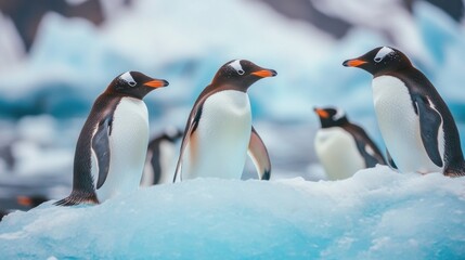 Obraz premium Penguins on ice