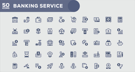 Banking Service Creative Flat Icons Set for Marketing and Digital Media Use