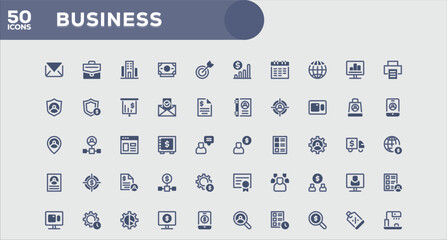 Business Stylish Outline Icons Set for Business and Technology Projects