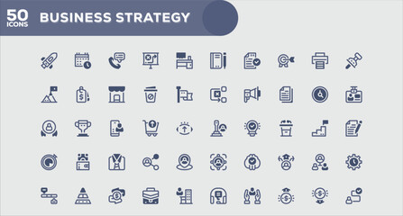Business Strategy Clean Minimal Icons Collection for Web and Mobile Interfaces