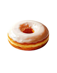 Single glazed donut, light creamy white icing