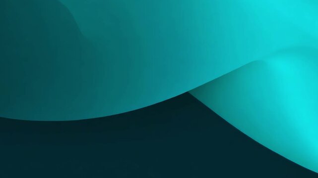 Abstract curved teal shapes overlapping each other in a minimalist and modern design with a gradient effect. 4k Video footage